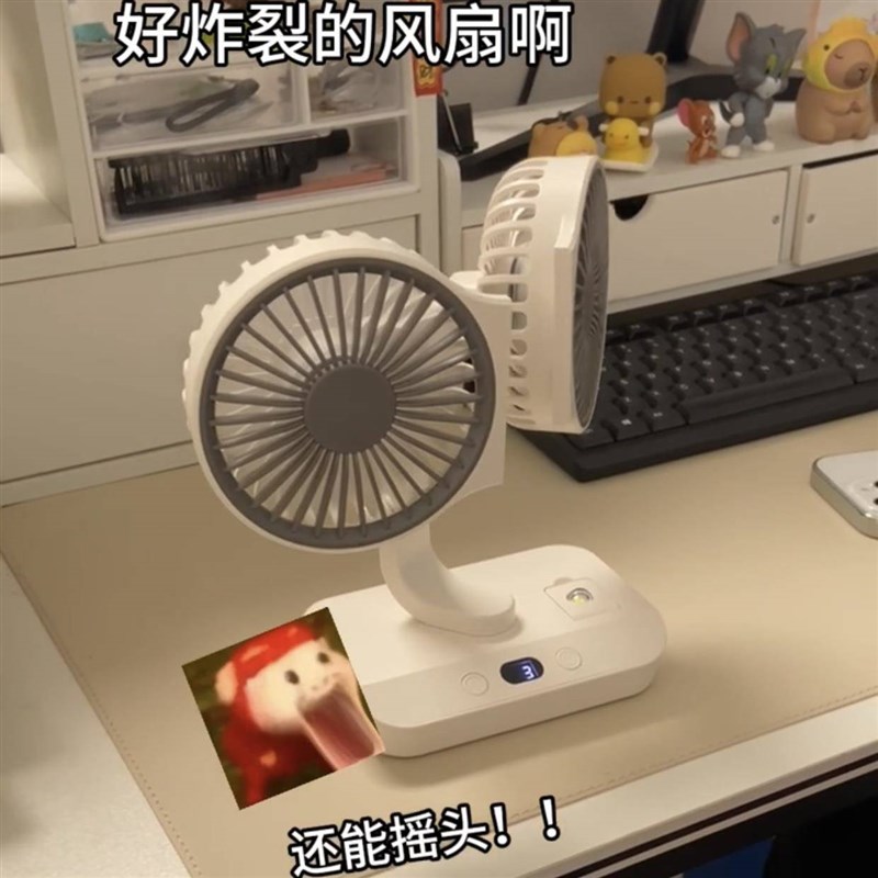 双头风扇b360度旋转桌面电风扇可摇头小风扇静音办公室桌上多功能