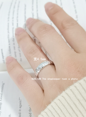 纯银情侣戒指闭口S999足银一对戒男女尾戒小指定制刻字简约锤纹理