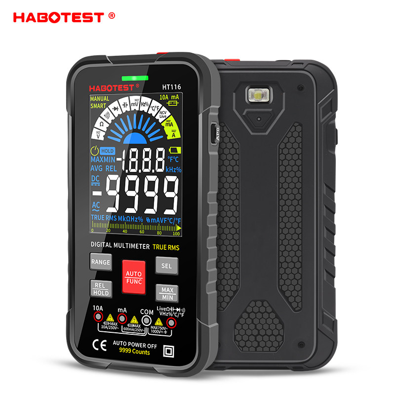 华博HT116大屏智能防烧数字万用表维修电工表全自动量程9999字