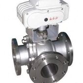 Q945F 四通换向浮动球球阀 16C电动T型三通球阀法兰L型碳钢分流