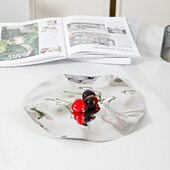 轻奢现不锈钢波浪褶皱果盘收纳盘样板间客厅桌面家居装 饰摆件