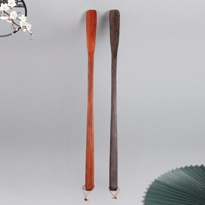 无凉感无漆鸡翅木鞋拔子长柄家用提鞋工具孕妇老人不弯腰穿鞋木神