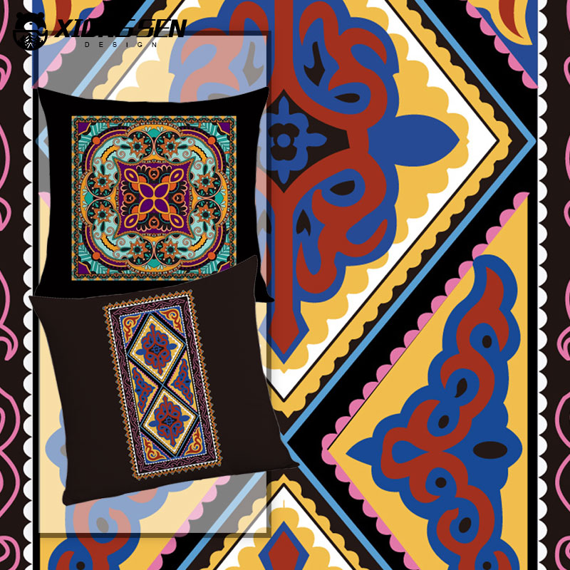 中国风少数民族新疆维吾尔族抱枕办公室腰枕O床头沙发靠垫汽车靠