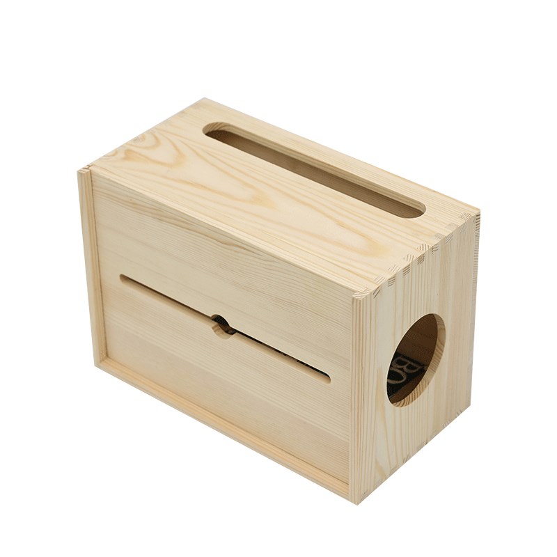 电线插座收纳盒插排理线盒电源实木桌面插线板箱wifi路由器集线盒