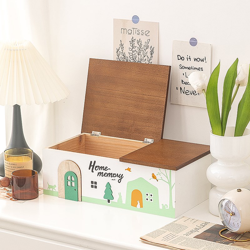 桌面收纳盒杂物插排数据线储物盒多功能电线插座置物架木质集线盒