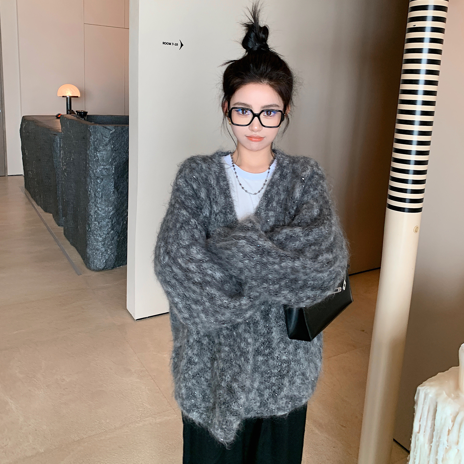 LILYLIKES Mohair静奢针织 意大利进口纱线 V领宽松慵懒毛衣/开衫
