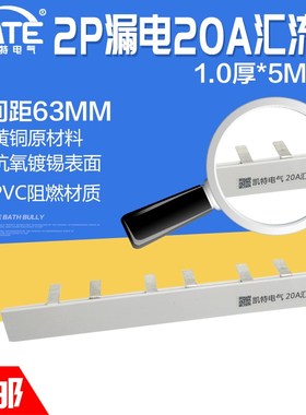 2P漏电20A汇流排 黄铜1.0*5 DZ47空开连接排C45断路器接线排KT008