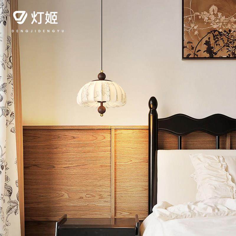 宋代美学布艺花纹吸顶灯入户玄关灯走廊过道灯法式复古中古阳台灯