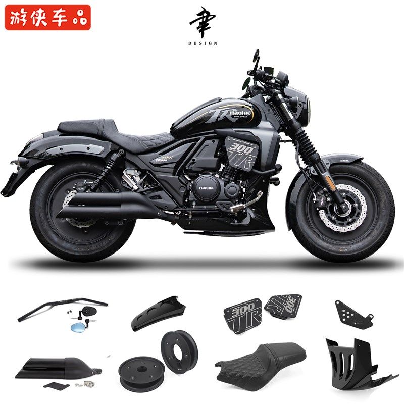 豪爵TR300Plus改装小燕把套件封闭轮一体座垫下导流罩油箱装饰条