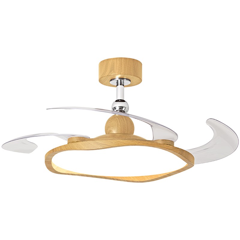 原木风餐厅风扇灯2025新款现代简约护眼静音一体隐形卧室吊扇灯