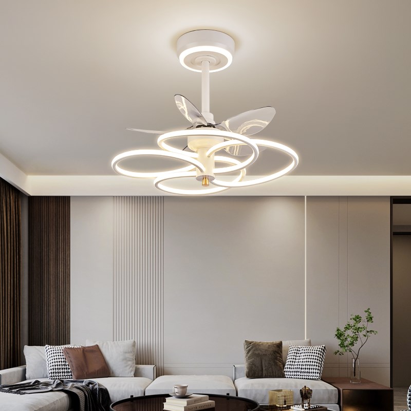 餐厅吊扇灯简约现代家用卧室小客厅智能风扇灯一体变频大风力吊扇