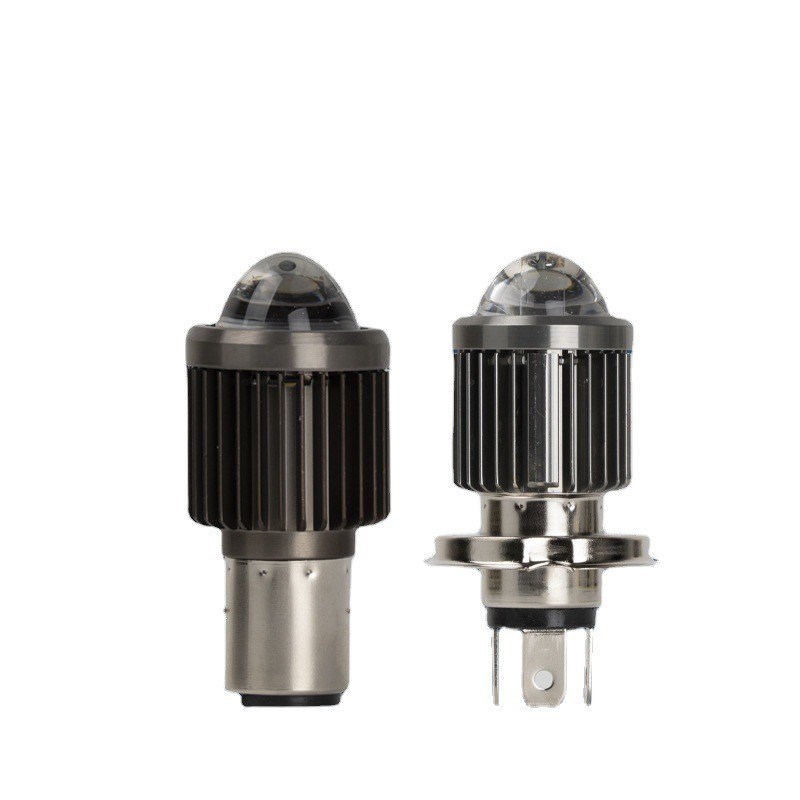 摩托车led前大灯超亮远近光电动车双色内置大灯泡鬼火改装12v48v