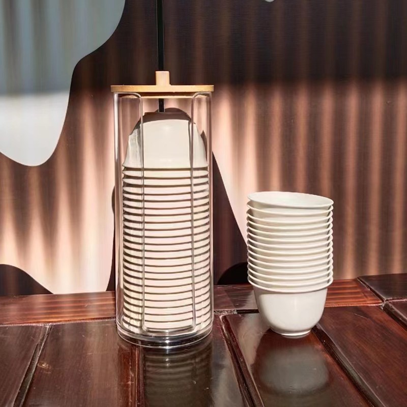 耐高温一次性功夫茶杯带收纳杯架家用办公室招待品茗稻壳喝茶杯子