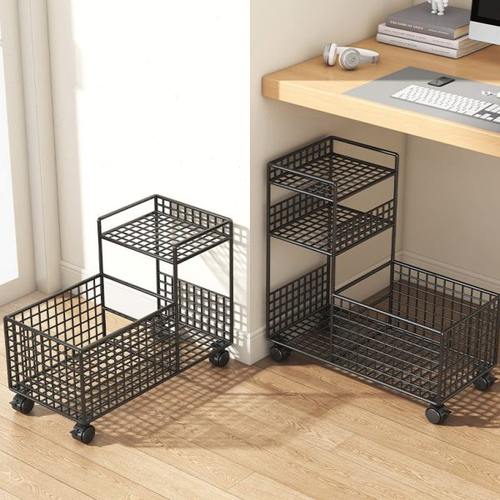 书桌旁小书架桌下置物架文件收纳柜办公桌小推车桌底书柜可移动