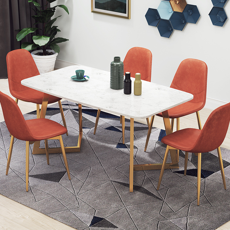 北欧轻奢岩板餐桌 简约长方形餐厅桌椅 创意小户型餐桌椅组合