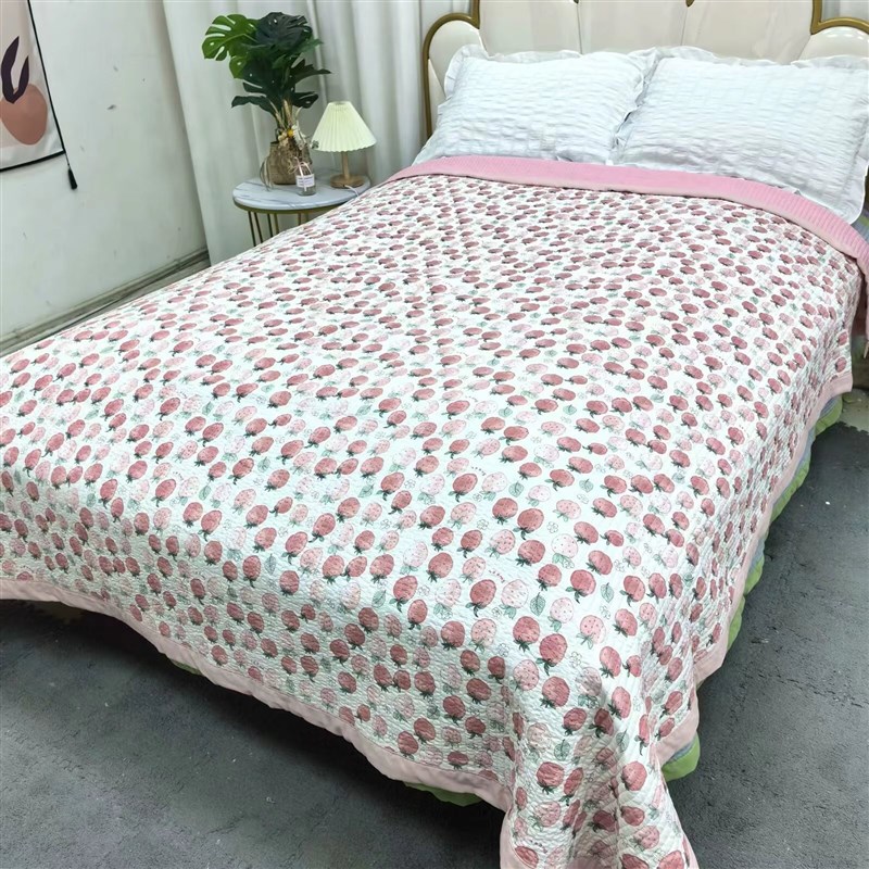 水洗棉宽边床盖单件四季通用2024新款榻榻米床铺盖绗缝防滑床单