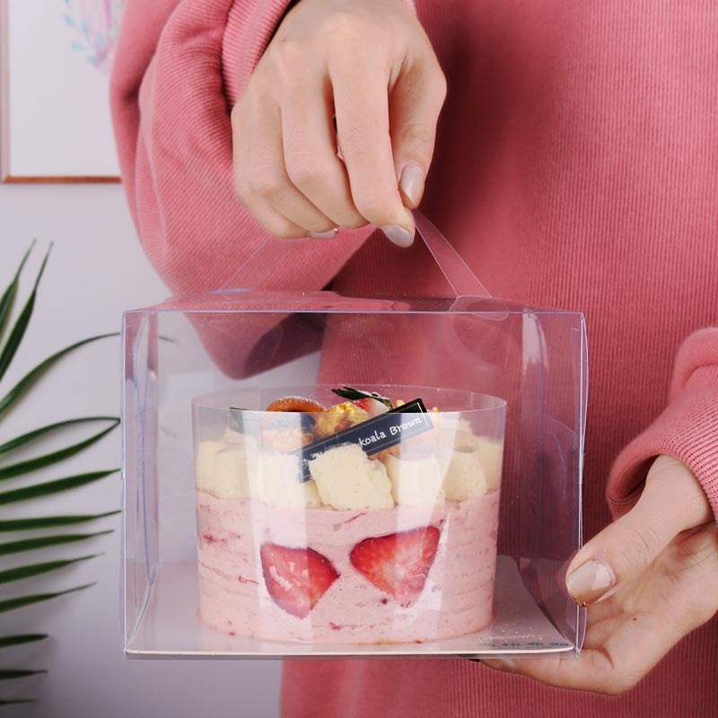 2/3/4/5寸爆浆海盐芝士奶盖蛋糕盒烘焙透明西点手提蛋糕纸塑盒