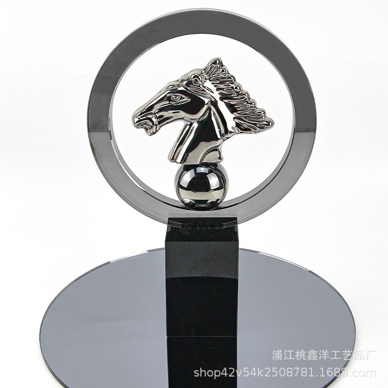 轻奢马头水晶摆件样板房售楼部客厅民宿酒店大厅桌面别墅工艺品