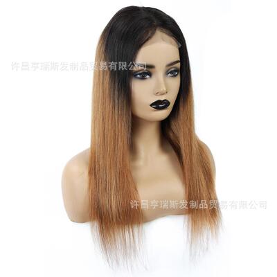 10A渐变1b/30真发4x4蕾丝头套女直发ombre 4x4 lace closure wig