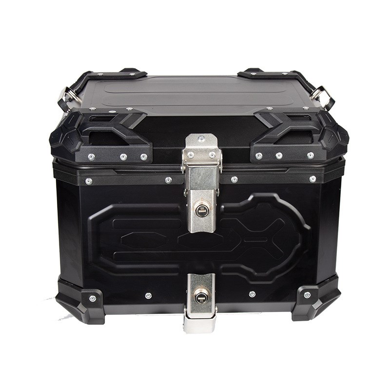 45L阳极款摩托车快拆铝合金黑色压纹尾箱踏板车行李箱电动车尾箱