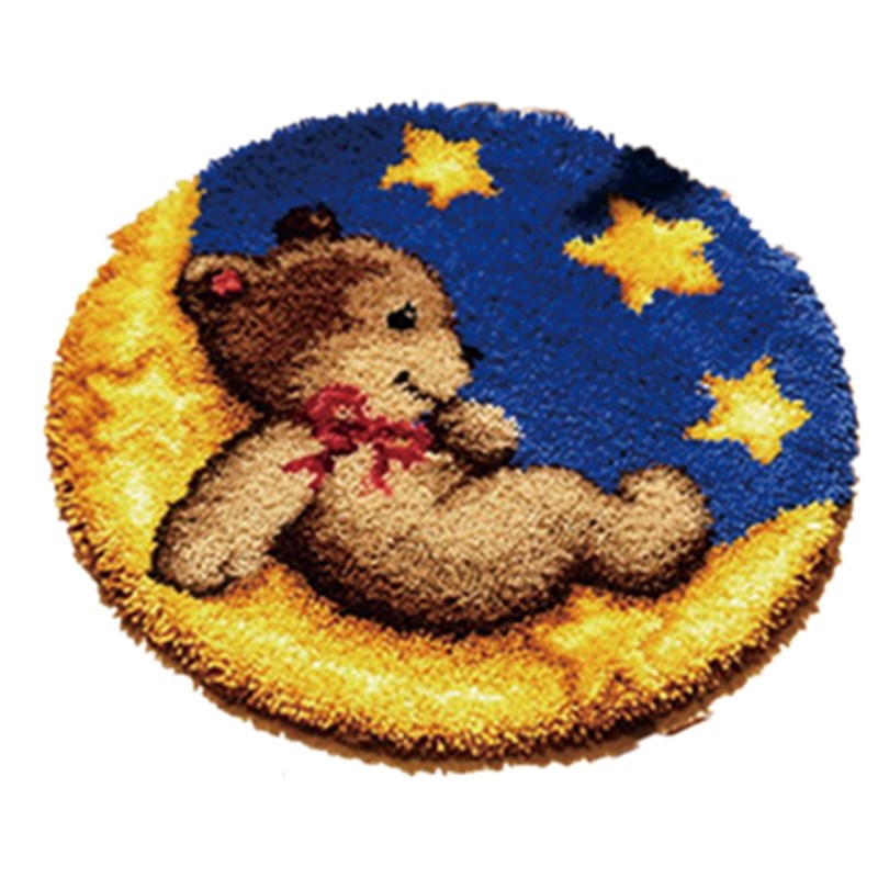 彩印网段段绣坐垫毛线绣地垫钩针绣脚垫门垫手工沙发垫椅垫车座垫