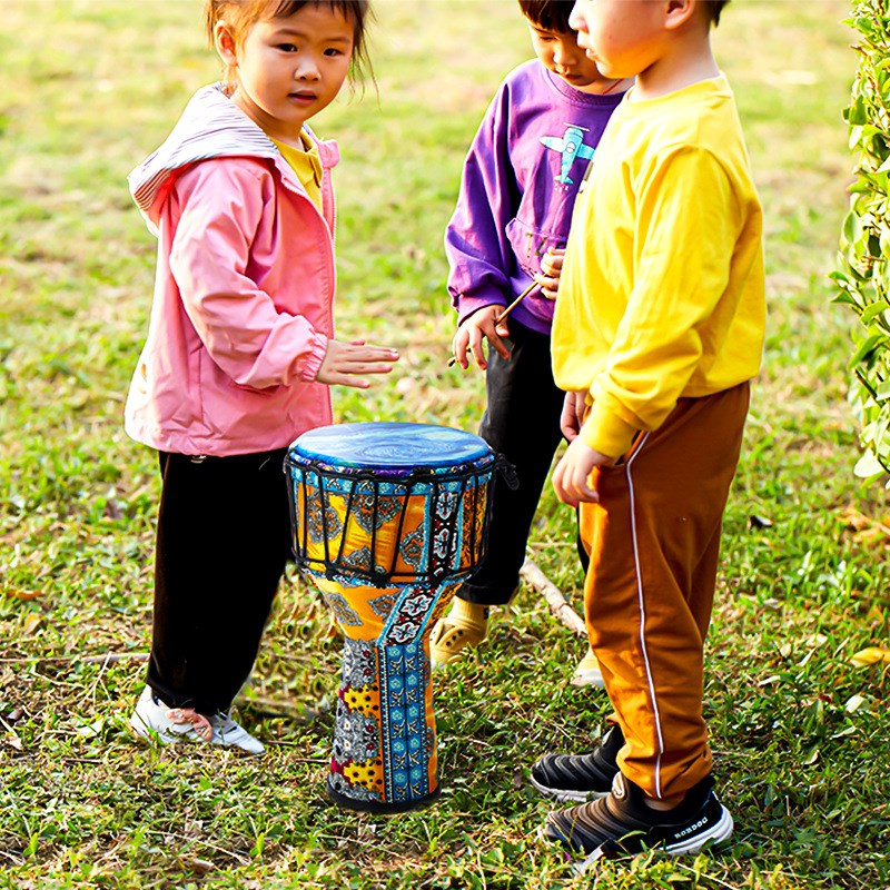 拓米PVC非洲鼓儿童初学者8.5寸10.5寸手鼓PVC绑绳手拍鼓可调音
