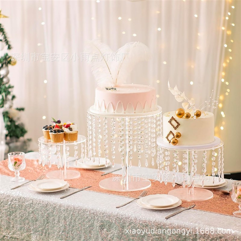 跨境婚庆甜品台蛋糕架装欧式水晶亚克力糕点盘西点托盘装饰摆件