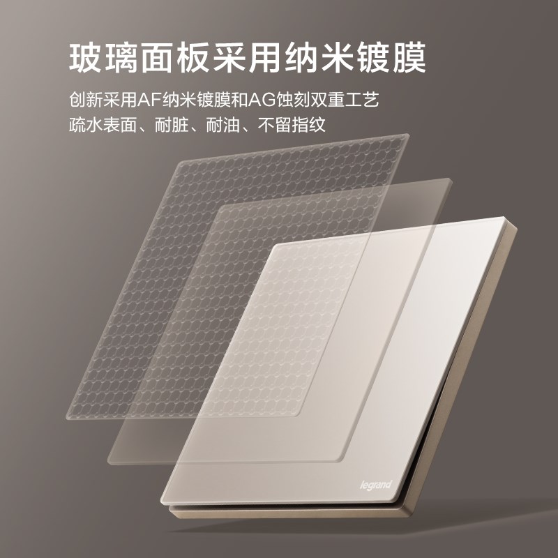 罗格朗开关插座面板维翼玫金玉钢化玻璃款空调斜五孔8型墙壁家用