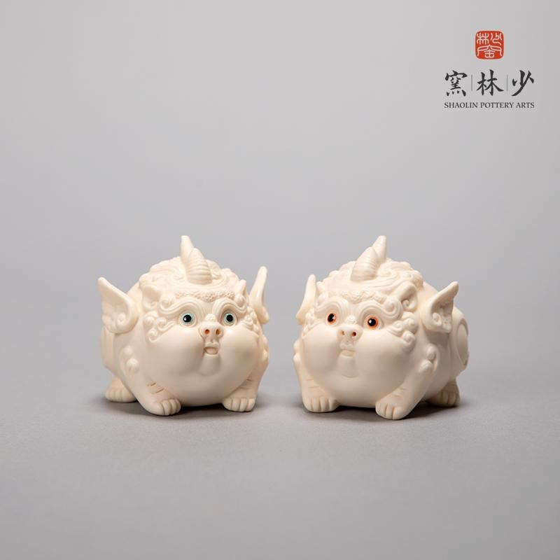 少林窑吞金貔貅客厅装饰品艺术品招财瑞一对