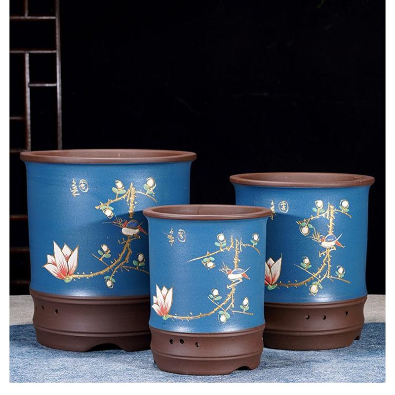 宜兴紫砂花盆精品特大兰花盆墨兰剑兰陶瓷盆景多肉君子兰简约