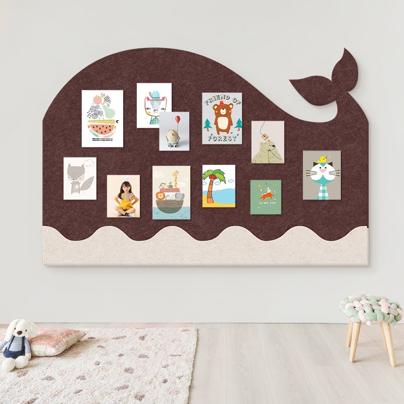 鲸鱼款毛毡墙贴照片墙背景板墙面装饰软木板留言板拍立得相片墙图