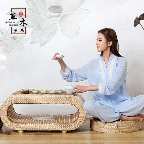 草编竹藤编日式 榻榻米茶几组合 飘窗桌汗蒸小桌子阳地台矮炕桌垫