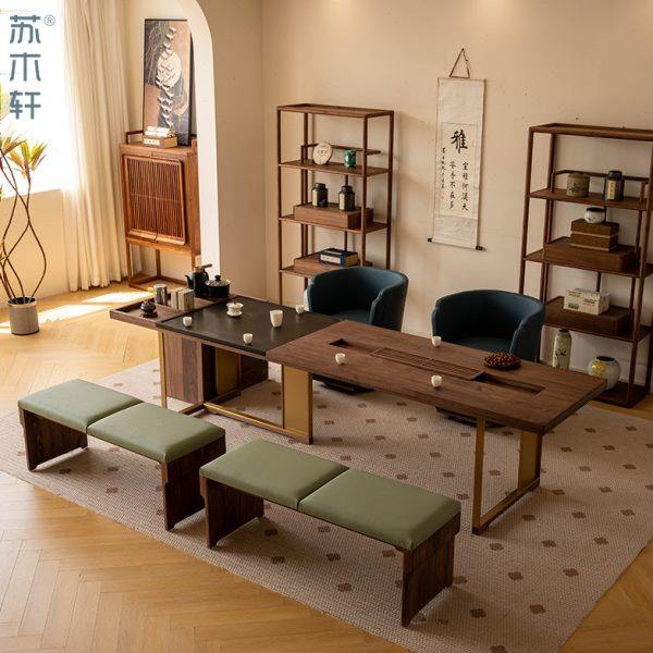 IL新中式北美黑胡桃木茶桌实木公室接待洽谈桌现简约茶台,商业/办公家具,茶台/茶桌,淘宝优惠券,粉丝福利购,淘宝优惠卷