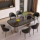 意式 极简餐桌椅组合简约现代家用长方形钢化玻璃餐桌组合轻奢简约