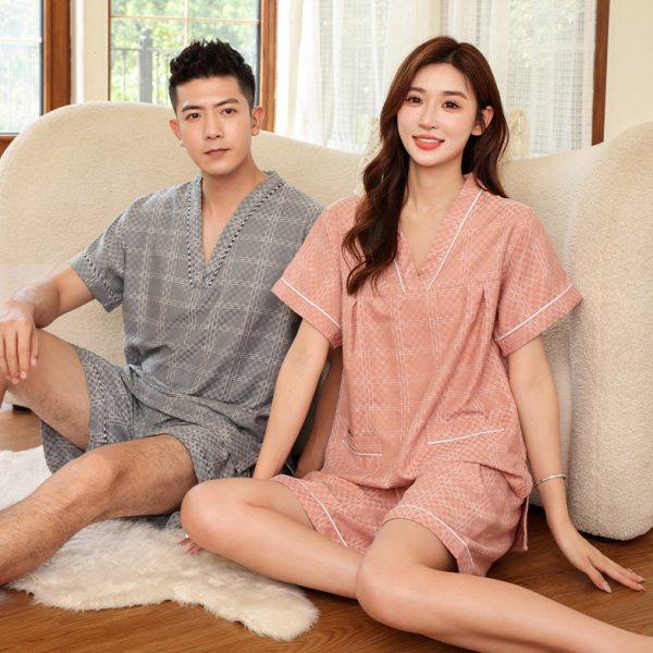 新款汗蒸服女款大码高档男士桑拿浴服按摩足浴全棉情侣装简约格子,居家布艺,汗蒸服,淘宝优惠券,粉丝福利购,淘宝优惠卷