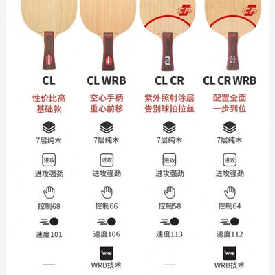 【博乒网】斯帝卡CLCR WRB进攻纯木底板斯蒂卡乒乓球拍底板专业级
