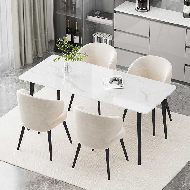 岩板餐桌椅组合现代简约轻奢桌子家用J小户型网红餐厅饭桌凳子