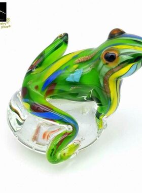 精品热带雨林蛙琉璃摆件工艺品 小青蛙书柜装饰 纳福温居馈赠礼品
