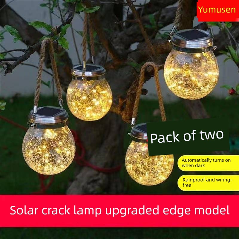 太阳能灯房子庭院装饰花园挂y树灯户外布局阳台家庭防水裂纹夜灯