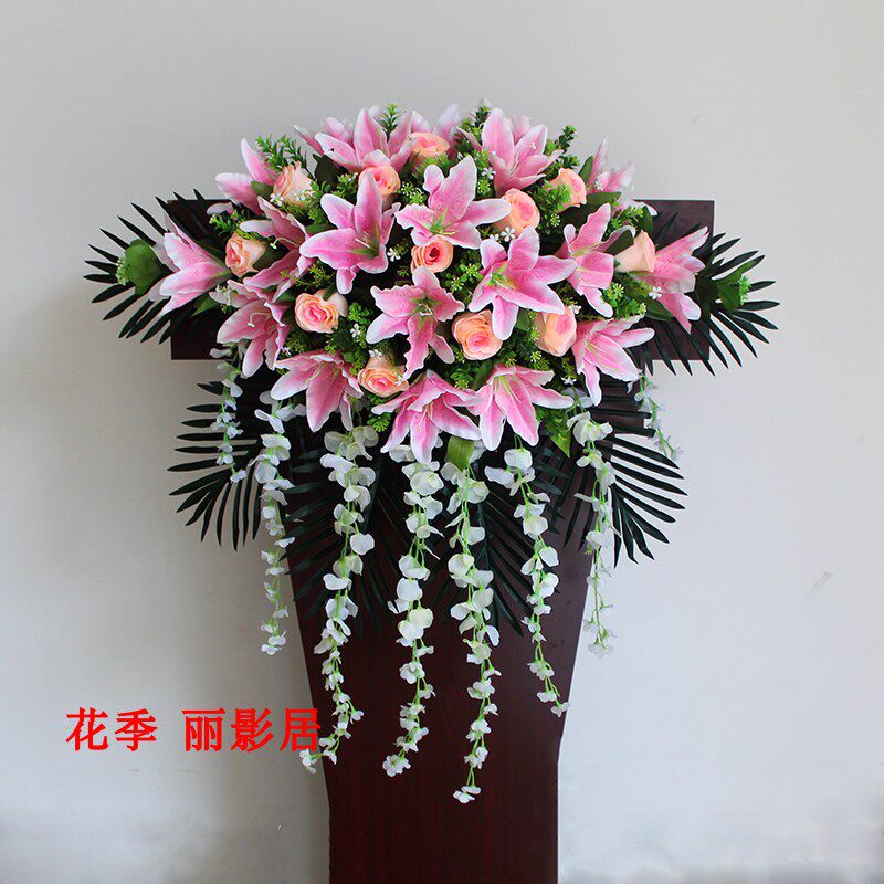 演讲台花束会议桌花主席台摆放花签约花仿真台花发言台下垂假花