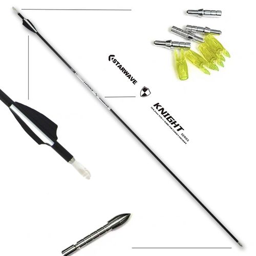 弓箭射箭骑士4.2内径反曲弓复合弓箭支 传统真羽箭纯碳箭胶羽碳箭