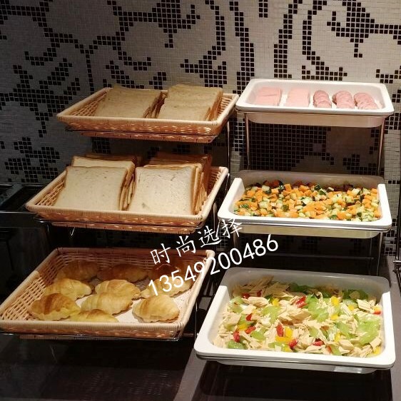 三层面包展示架蛋糕水果篮仿藤编织带盖多层自助Y餐甜品点心篮