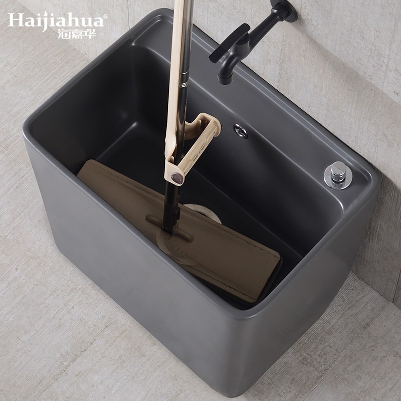 海嘉华灰色d洗拖把池地盆阳台落地式家用拖布池墩布池桶拖帕池水