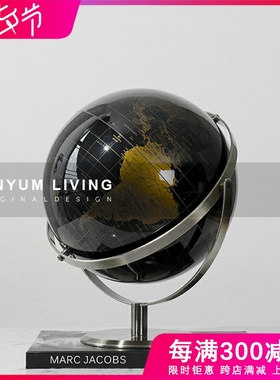 现代简约创意软装饰品金属地球仪家居客J厅玄关样板房间办公室摆