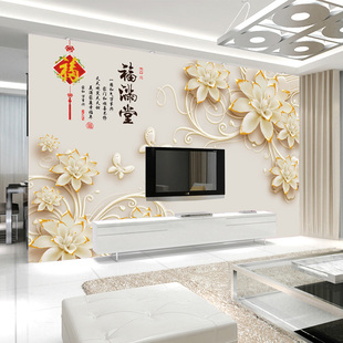 电视背景墙壁纸202o3年新款 饰墙 简约立体大气壁画壁纸8d客厅墙装