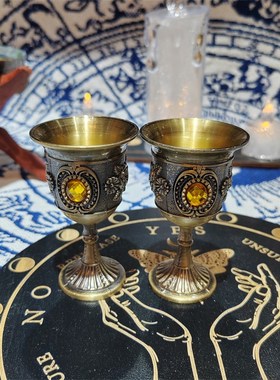 水元素复古圣杯 纯铜色银色 中G世纪欧式开牌祭祀仪式摆件