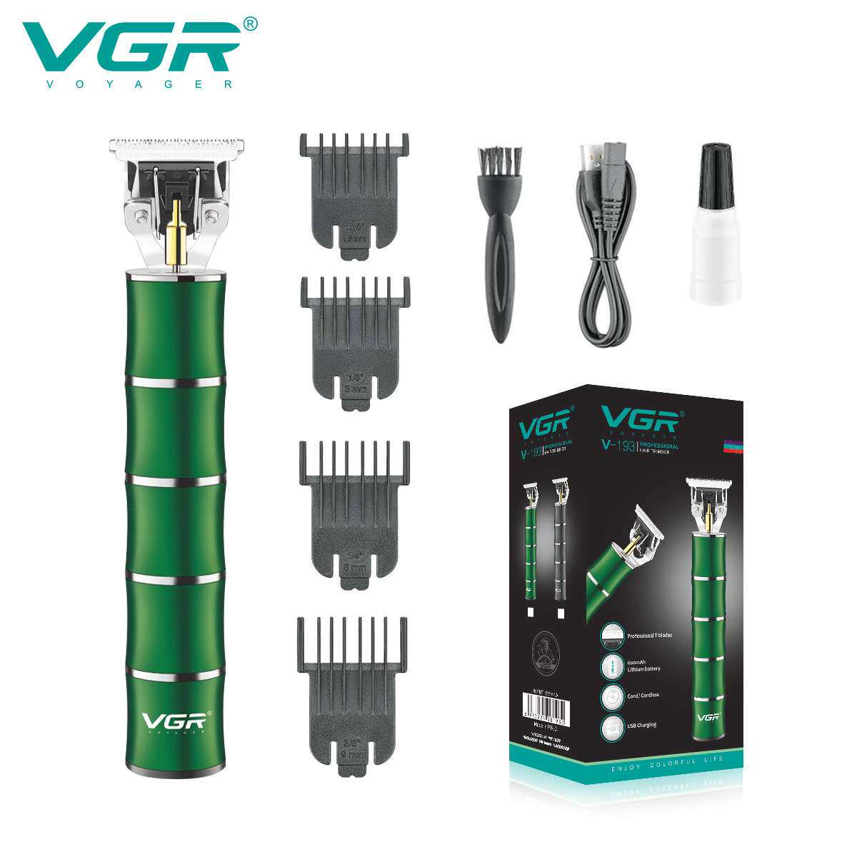 VGR193跨境理发推专业理发机全金属机身油头剪竹节剃头推子电动