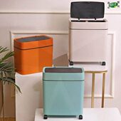 带轮垃圾桶带盖家用卧室网红北欧厨房卫生间夹缝按压式 大号长筒