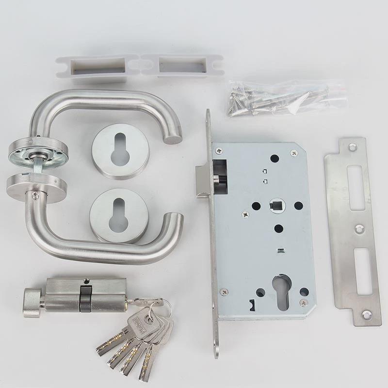 通用型防火门锁 不锈钢防火锁6072F分体锁5572锁体把手锁芯全套