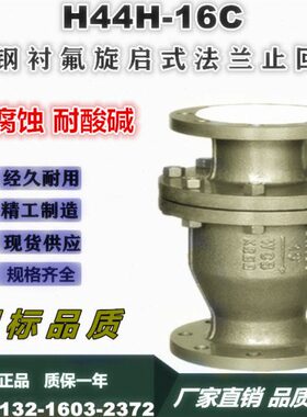 H44F46-16C 衬氟旋启式卧式法兰止回阀 DN25 32 40 50 65 80 100